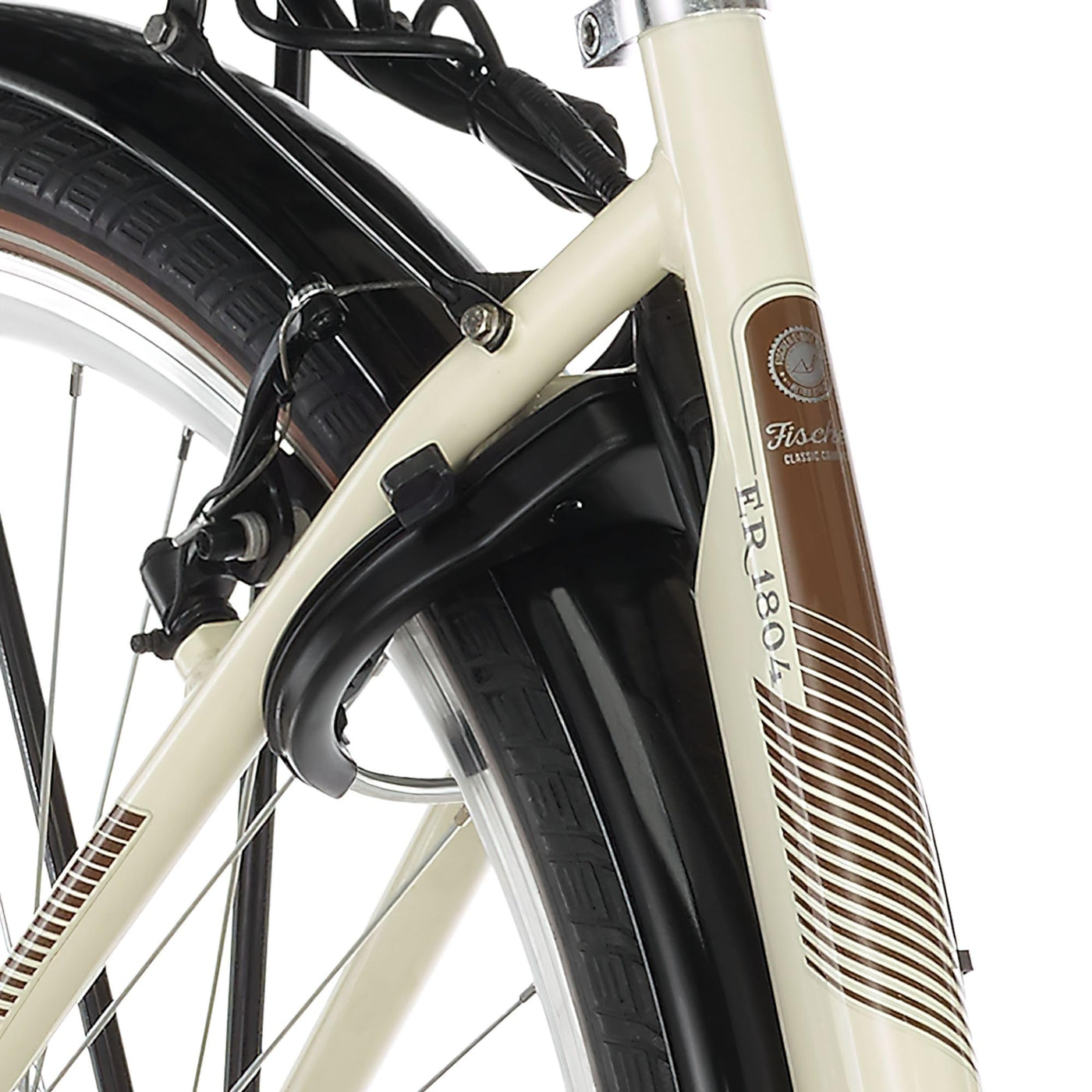 FISCHER E-Bike City CITA ER 1804, Elektrofahrrad für Damen und Herren, RH 48 cm, Frontmotor 32 Nm, 36 V Akku, elfenbein glänzend