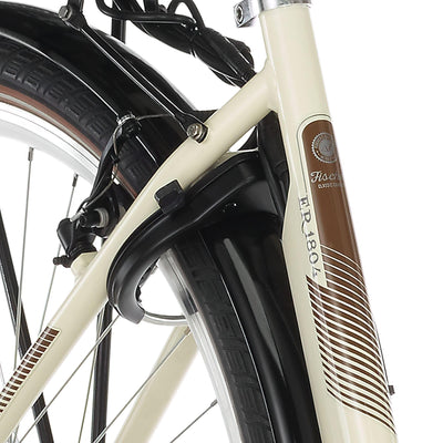 FISCHER E-Bike City CITA ER 1804, Elektrofahrrad für Damen und Herren, RH 48 cm, Frontmotor 32 Nm, 36 V Akku, elfenbein glänzend