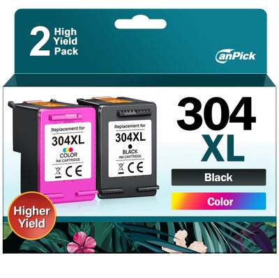 CanPick 304XL Druckerpatronen Ersatz für HP 304 XL Schwarz und Farbe Multipack für HP 304XL Patronen Deskjet 3750 2630 2620 2622 3720 3730 3760 3762 Envy 5000 5010 5020 5030 5032,2-Pack