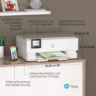 HP Envy Inspire 7220e Multifunktionsdrucker, Tintenstrahldrucker, 20€ Cashback, 3 Monate gratis drucken mit HP Instant Ink inklusive, HP+, Drucken, Scannen, Kopieren, Fotodruck, DIN A4, WLAN, Airprint