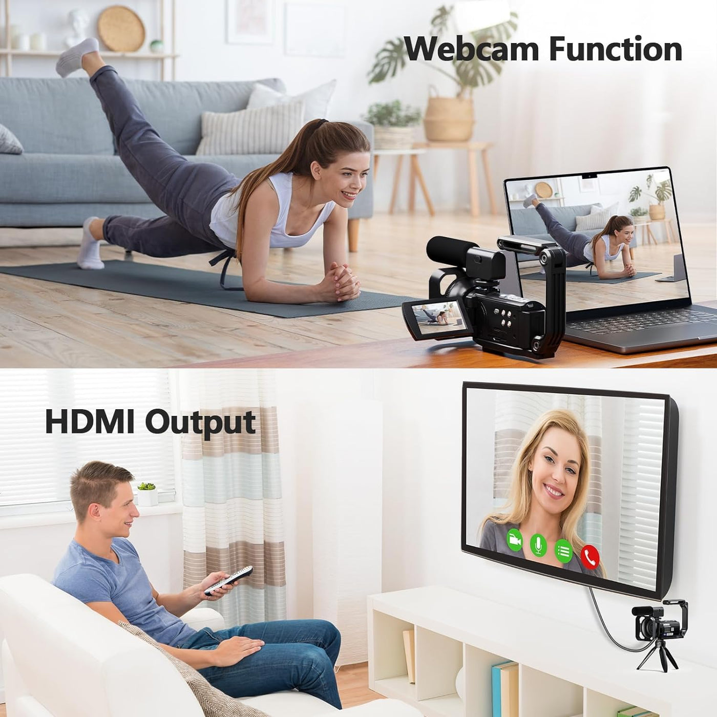 Videokamera 5K 56MP Camcorder Vlogging Kamera für YouTube,WiFi Nachtsicht 3" 270° drehbarer Touchscreen Video Vlogging Camera mit 64GB Karte, Mikrofon, Stabilisator, Fernbedienung,2 Batterien,Stativ