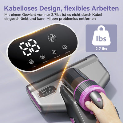 BUICXJKZ Milbensauger für Matratzen, Milbensauger mit UV-Licht 15Kpa Starke Absaugung, 500W Milbenstaubsauger mit LED-Anzeige, Matratzenreiniger für hygienische Reinigung, für Allergiker