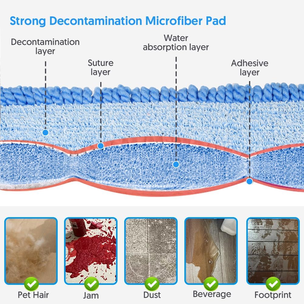 Bodenwischer mit Sprühfunktion, TINA&TONY Wischmopp mit Sprühfunktion mit 435ml Wassertank, Sprühwischer Bodenwischer mit 3 Waschbaren Mikrofaser Pads, Blau Wischer Boden Spray Mop für Laminat