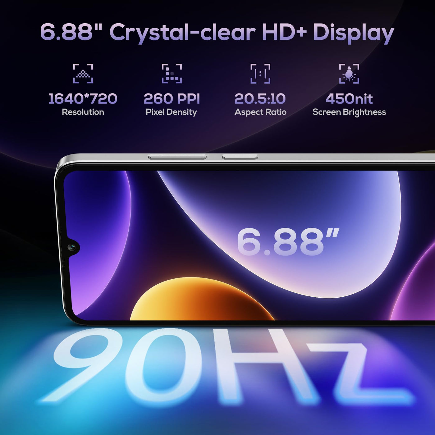 OUKITEL C60 Pro Handy Ohne Vertrag Android 15-24GB+256GB Smartphone Ohne Vertrag 10000mAh 6,88 Zoll 110dB Lautsprecher, 90Hz Display Günstig Handy, Dual SIM Simlockfreie Handys/13MP/NFC/GPS, Violett