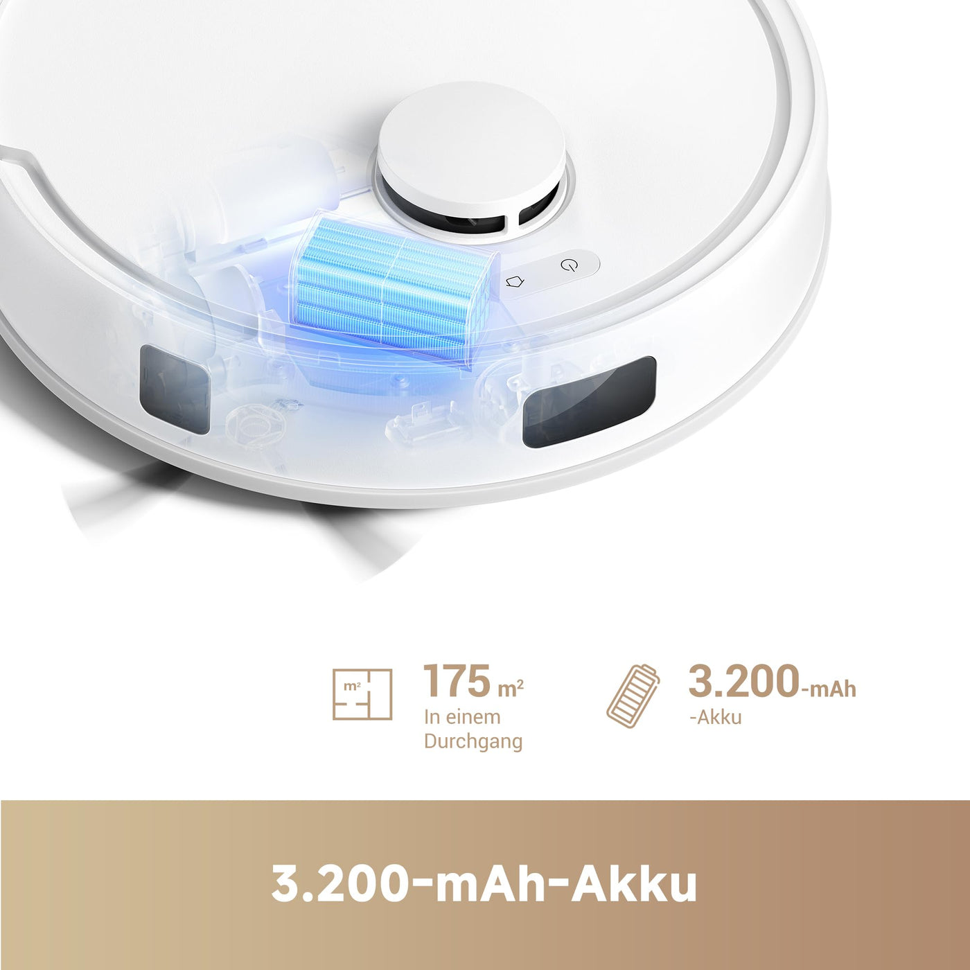 Mova E20 Saugroboter mit Wischfunktion, LDS-Navigation, 5.000 Pa Saugkraft, 2-in-1 Staubsaugen und Wischen, Kompakte Bauweise