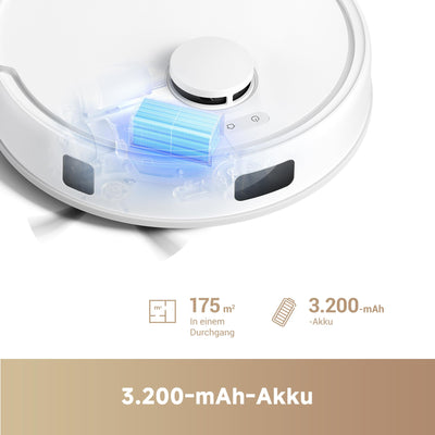 Mova E20 Saugroboter mit Wischfunktion, LDS-Navigation, 5.000 Pa Saugkraft, 2-in-1 Staubsaugen und Wischen, Kompakte Bauweise