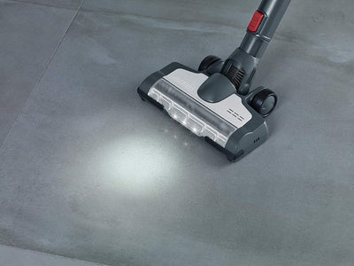 Severin HV 7165, Beutelloser Hand- und Stielsauger mit Elektrobürste und Digitalmotor, 22,2V Lithium-Ionen Akku, S´POWER topspin Li 30, grau/rot