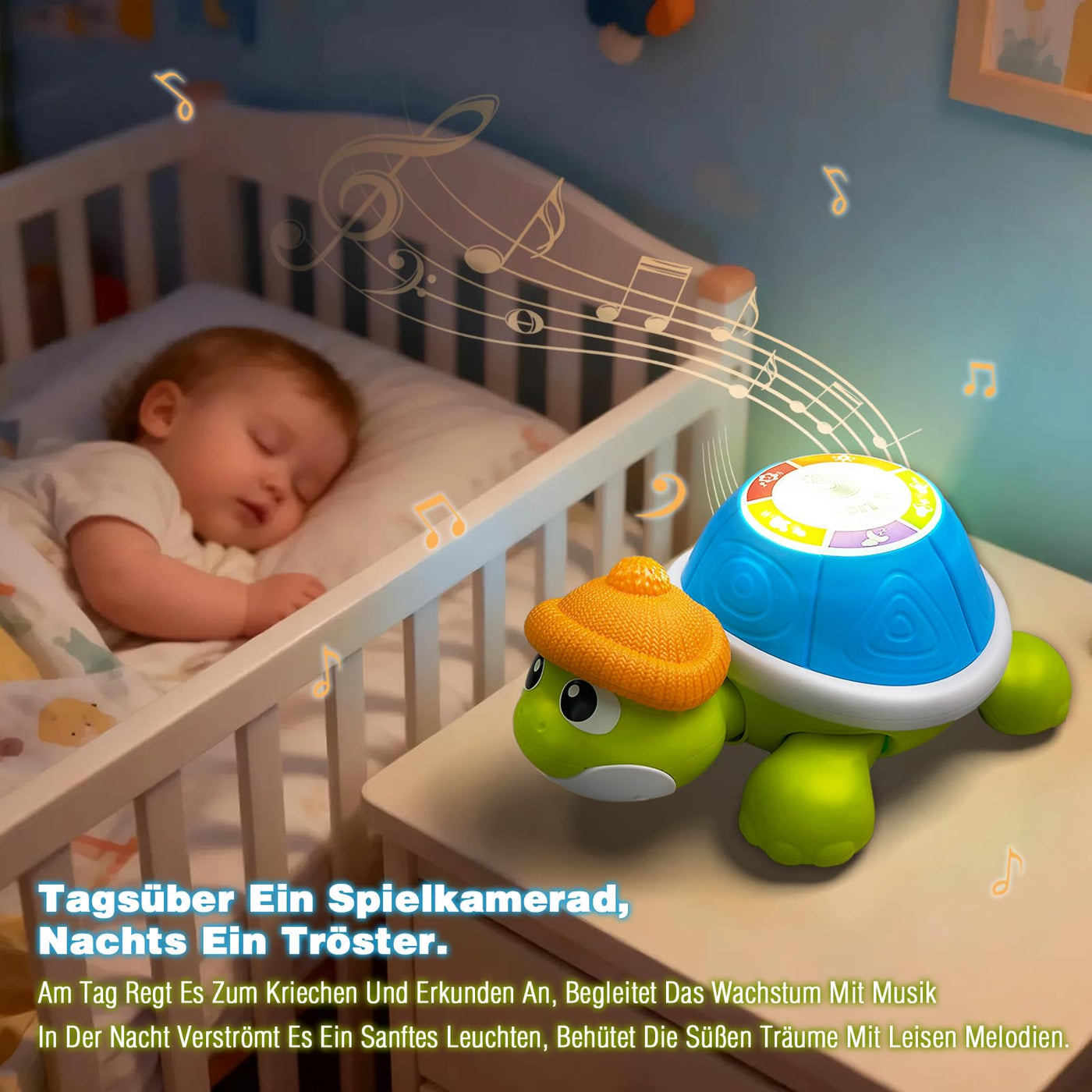 Baby Krabbel Spielzeug ab 3 6 9 Monate, 3 PCS Schildkröten Krabbelspielzeug mit Licht und Musik, Frühkindliches Lernspielzeug, Tummy Time Baby Toys, Neugeborenes Spielzeug Geschenk