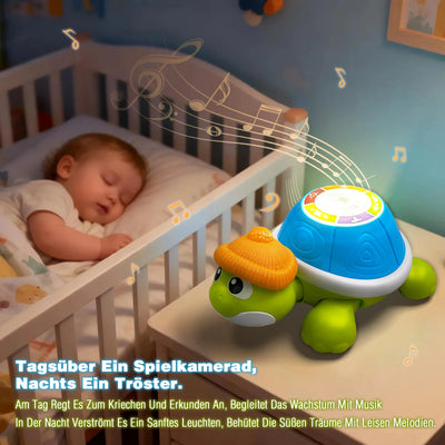 Baby Krabbel Spielzeug ab 3 6 9 Monate, 3 PCS Schildkröten Krabbelspielzeug mit Licht und Musik, Frühkindliches Lernspielzeug, Tummy Time Baby Toys, Neugeborenes Spielzeug Geschenk
