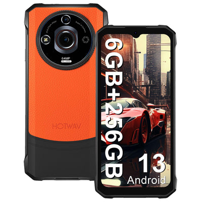 HOTWAV T7 PRO Outdoor Smartphone, 6,6 Zoll 12GB+256GB (2TB Erweiterbar) Android 13 Outdoor Handy Ohne Vertrag, 6280mAh 64MP+8MP Kamera Baustellenhandy Dual SIM 4G Handy-Face ID/NFC/Fingerabdruck/IP68