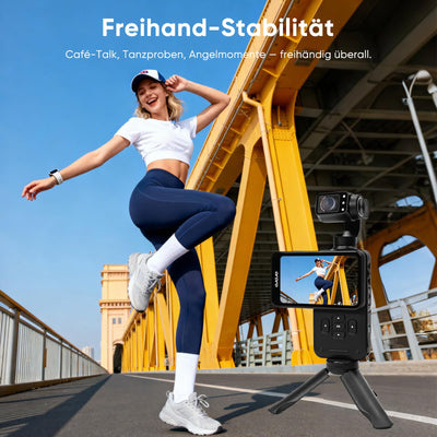 ORDRO M5 Kreativ Combo, vlog kamera mit 3.5" Flip Bildschirm 120° Sichtfeld, 3-Achsen-Stabilisierung, Gesichtsverfolgung, Zeitraffer, Slow Motion, IR Nachtsicht Videokamera für Reisen