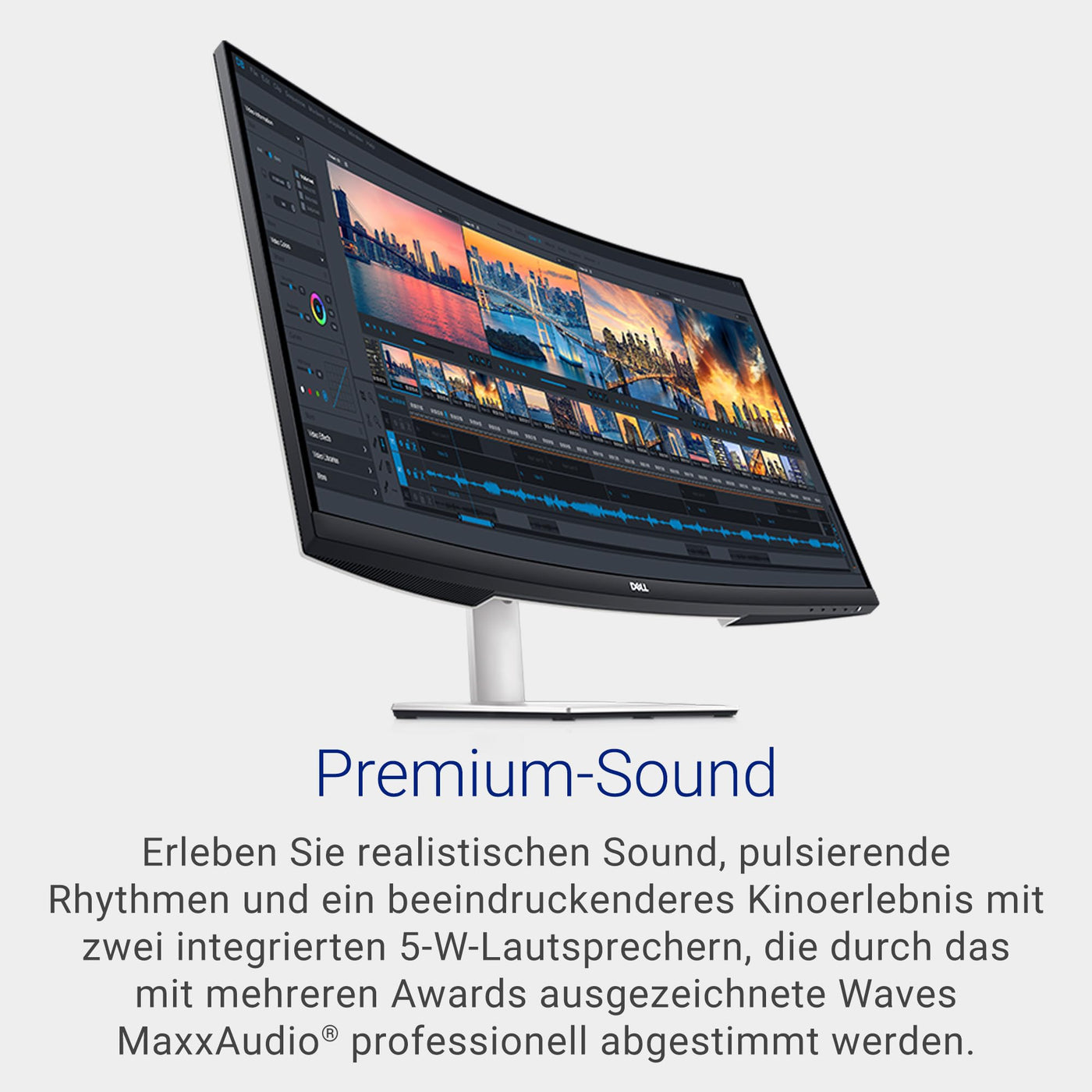 Dell S3221QSA 31.5 Zoll 4K UHD (3840x2160) 1800R Curved Monitor, 60Hz, VA, 4ms, AMD FreeSync, 99% sRGB, Eingebaute Lautsprecher, DisplayPort, 2x HDMI, 3x USB, 3 Jahre Garantie, Silber