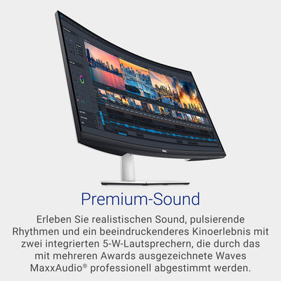 Dell S3221QSA 31.5 Zoll 4K UHD (3840x2160) 1800R Curved Monitor, 60Hz, VA, 4ms, AMD FreeSync, 99% sRGB, Eingebaute Lautsprecher, DisplayPort, 2x HDMI, 3x USB, 3 Jahre Garantie, Silber