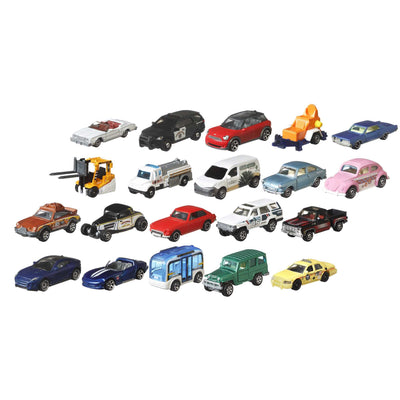 Matchbox FGM48-20er-Pack mit Poster, 1:64 Die-Cast Fahrzeuge Geschenkset, je 20 Spielzeugautos, zufällige Auswahl, für Sammler und Kinder ab 3 Jahren