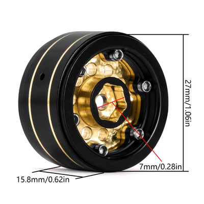 INJORA 1.0" Beadlock Felgen Schwarz Beschichtet Messing Felgen für 1/24 1/18 RC Crawler Car Axial SCX24 AX24 TRX4M FCX24,Messing