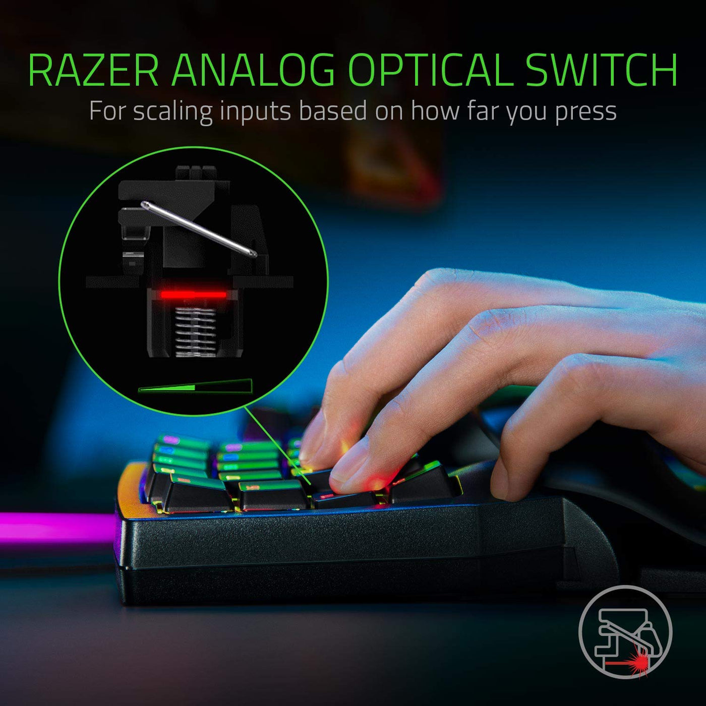 Razer Tartarus Pro - Gaming Keypad (Gamepad mit analog-optischen Tasten, 32 programmierbare Tasten, anpassbarer Auslösepunkt, Profile, Handballenauflage, Rapid Trigger) Schwarz