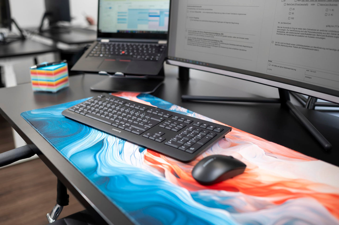 CHERRY DW 3000, Kabelloses Tastatur-Maus-Set, UK-Layout (QWERTY), 2,4 GHz Funk, Flaches Design, Geräuscharme Tasten, Symmetrische Maus, Schwarz