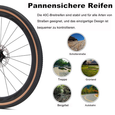 KABON Gravel Bike Rennrad Carbon, 28 Zoll Rennrad 40c Reifen Carbon Rahmen Gabel und Sattelstütze mit 18 Gänge, Integrierter Carbon-Lenker Scheibenbremse rennrad Herren Damen