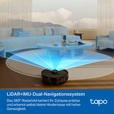 Tapo RV30 Max Plus Saugroboter mit Wischfunktion und automatischer Absaugstation, 5300Pa Ultra Starke Saugkraft, LiDAR+IMU Dual-Navigation, Alexa & Google Assistant Sprachsteuerung, APP