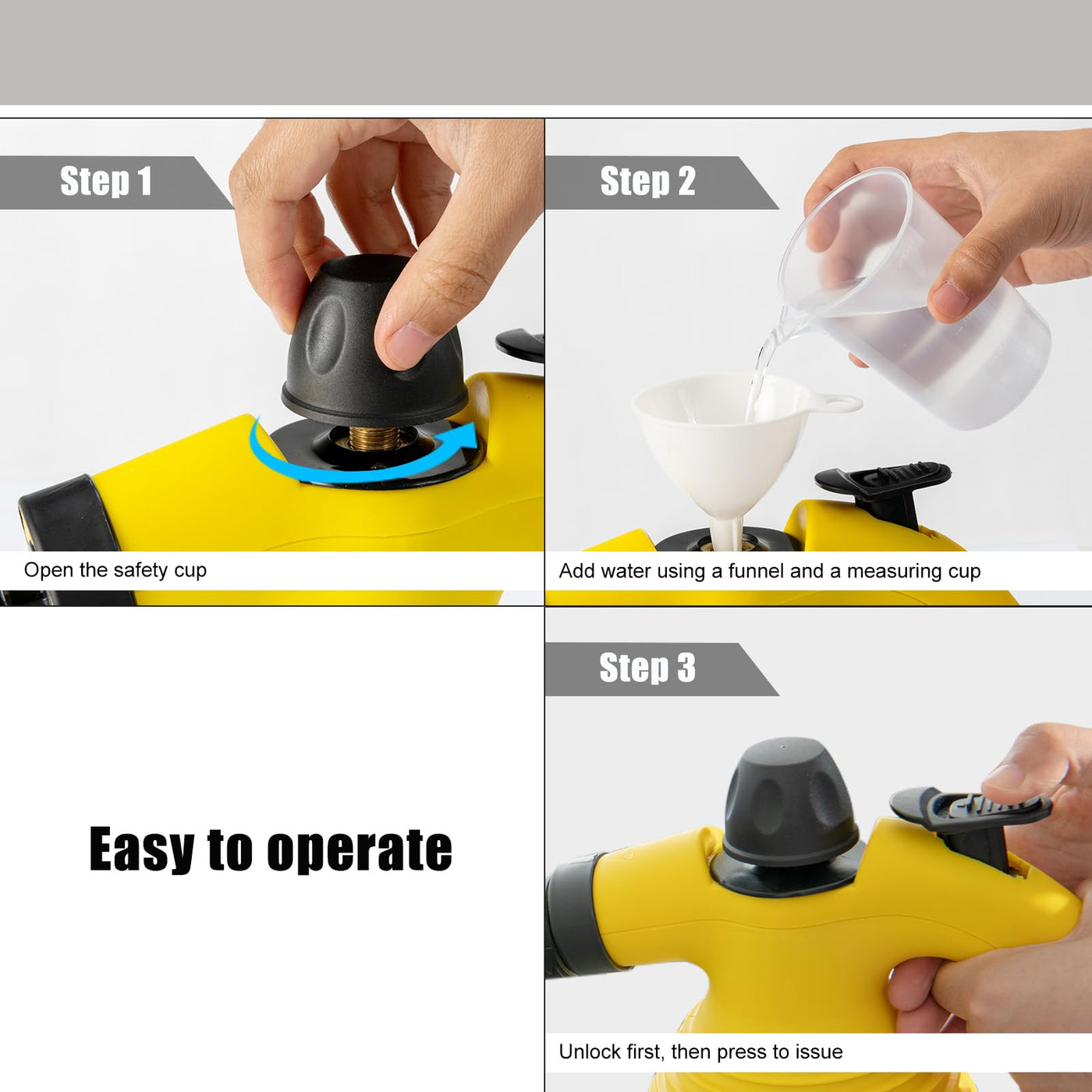 SOARS Dampfreiniger Handgerät mit 9 Zubehör, Dampfdruck: 3 bar, Max. 135 ℃, Aufheizzeit: 3-5min., Leistung: 1050W, Wassertank: 350 ml, Handdampfreiniger für Teppiche, Boden, Fenster