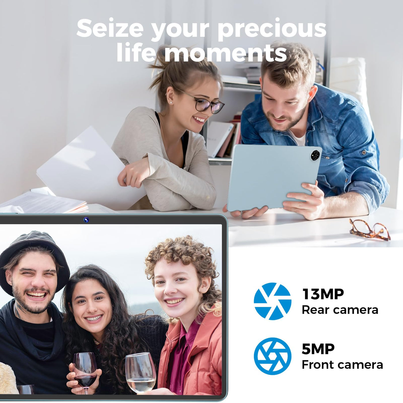 JJGJ Android Tablets,11 Zoll Tablet Android 14 mit Tastatur, 12GB+256GB, 1TB Expand, Octa-Core, 8000mAh, 2.4G/5G WiFi, 13MP+5MP Kamera, 2 in 1 mit Tastatur Tasche, Maus, Stylus(Schwarz)