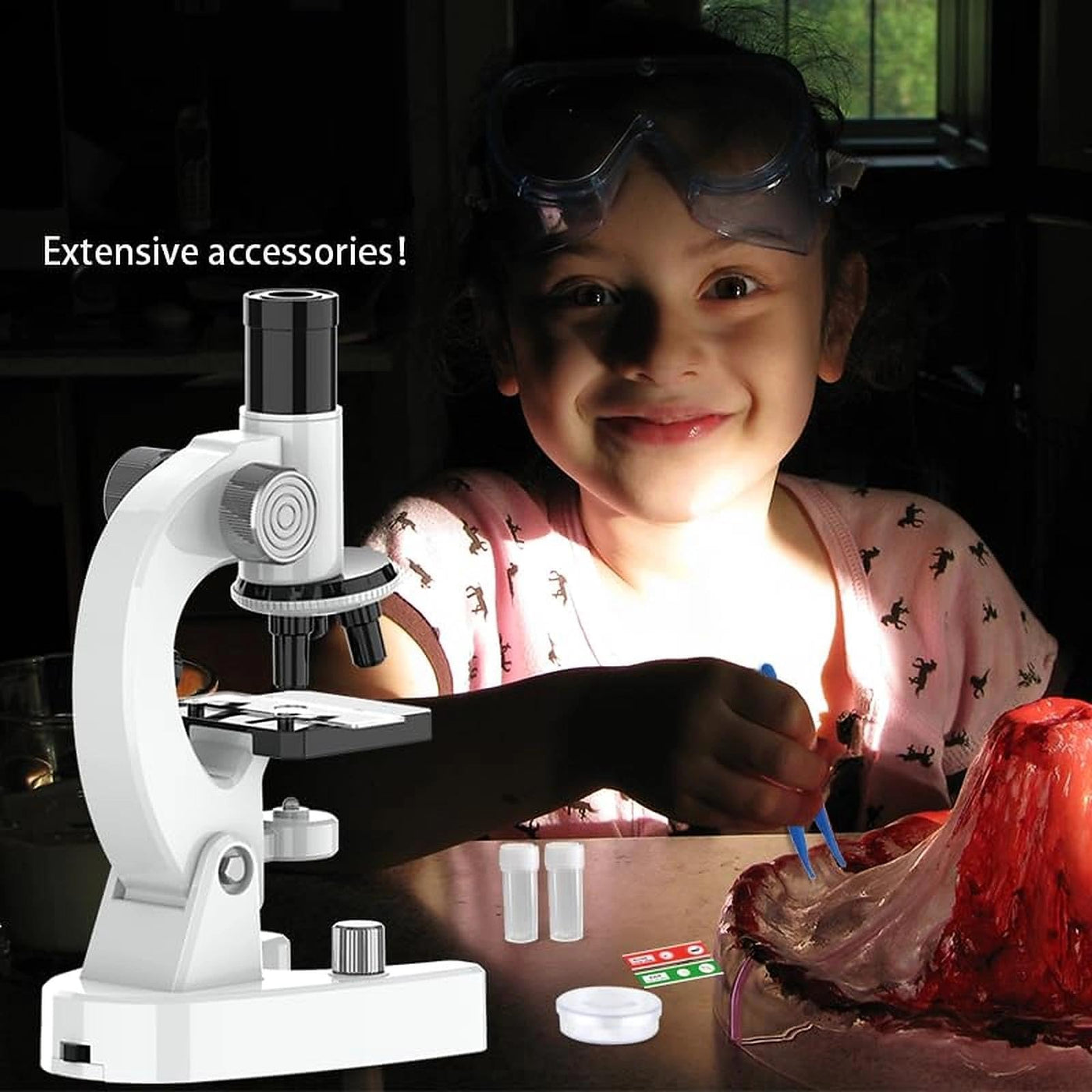 Mikroskop für Kinder, 200x-4800x Lupe Kinder, Tragbares Mikroskop Set, Experimentelles Pädagogisches Spielzeug, Dias, Dauerpräparaten, Ostergeschenke Kinder