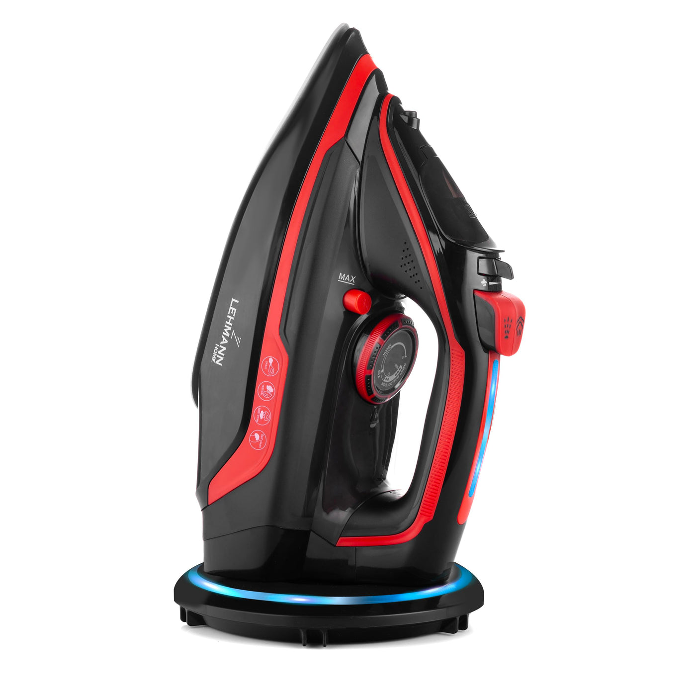 Lehmann LGOIR-2632 Dampfbügeleisen kabellos mit Basisstation | Temperatur und Dampfmenge einstellbar | Vertikal bügeln, Tropfstop, Antikalk, selbstreinigend | mit Wassertank