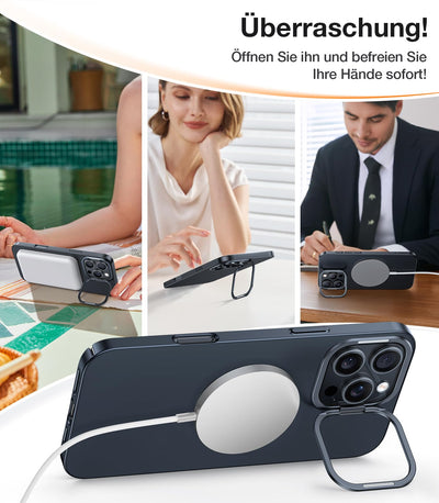 TORRAS Ultra Dünn für iPhone 16 Pro Hülle für MagSafe [Nr. 1 Magnetkraft] Handyhülle iPhone 16 Pro Stoßfest Kratzfest & Samtiger Griff Slim Hülle iPhone 16 Pro Case mit Kamera-Ständer Schwarz