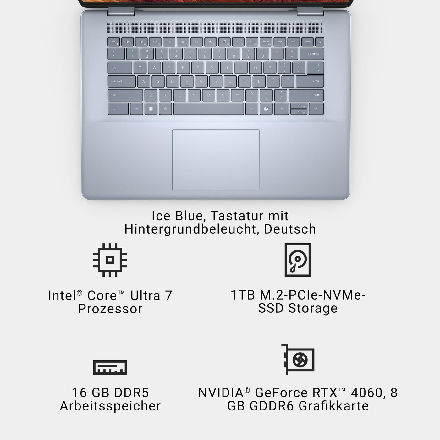 Dell Inspiron 16 Plus 7640 Laptop 16 Inch 16:10 2.5K Display, Intel Evo Edition - Intel Core Ultra 7, NVIDIA GeForce RTX 4060 Graphics, 16GB RAM, 1TB, Windows 11 Home, Fingerprint Reader, Keyboard