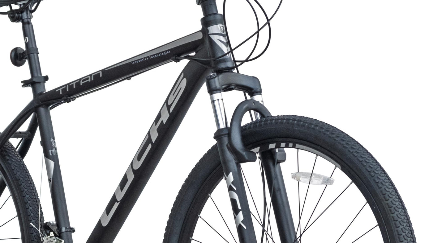LUCHS Titan – Sportliches MTB mit 21-Gang-Schaltung, Scheibenbremsen & Aluminiumrahmen | 27,5" & 29" Zoll | Für Jungen & Herren - Mountainbike, Jungen & Herren Fahrrad (Grau, 27,5" Zoll)