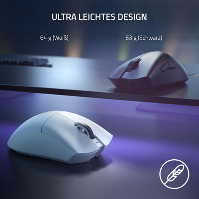 Razer DeathAdder V3 Pro - Leichte kabellose Ergonomische Esports-Maus (64g Leichtes Design, Focus Pro 30K Optischer Sensor, Mausschalter Gen-3, HyperSpeed Wireless) Weiß