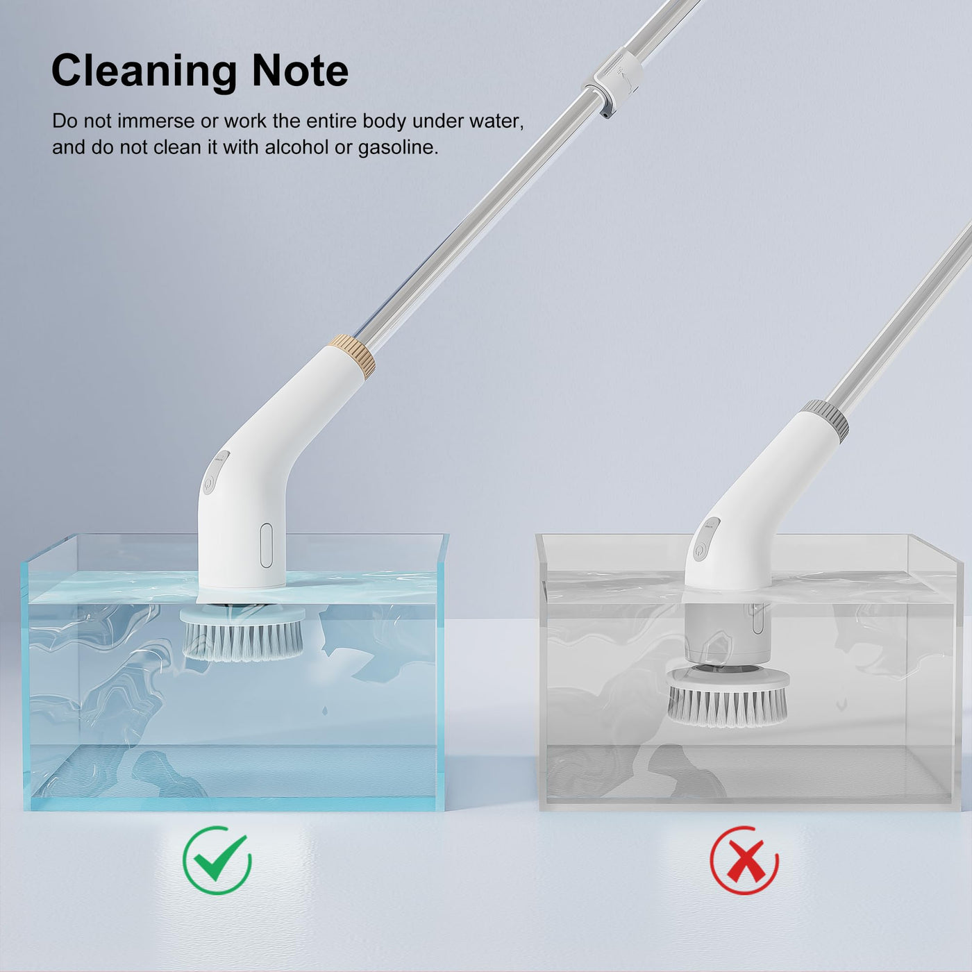 NanoMin 13 in 1 Elektrische Elektrische Reinigungsbürste mit Verlängerungsgriff, Badzubehör-Set mit 11 austauschbaren Bürsten für Toilette, Badewanne, Küche, Boden(Ivory White)