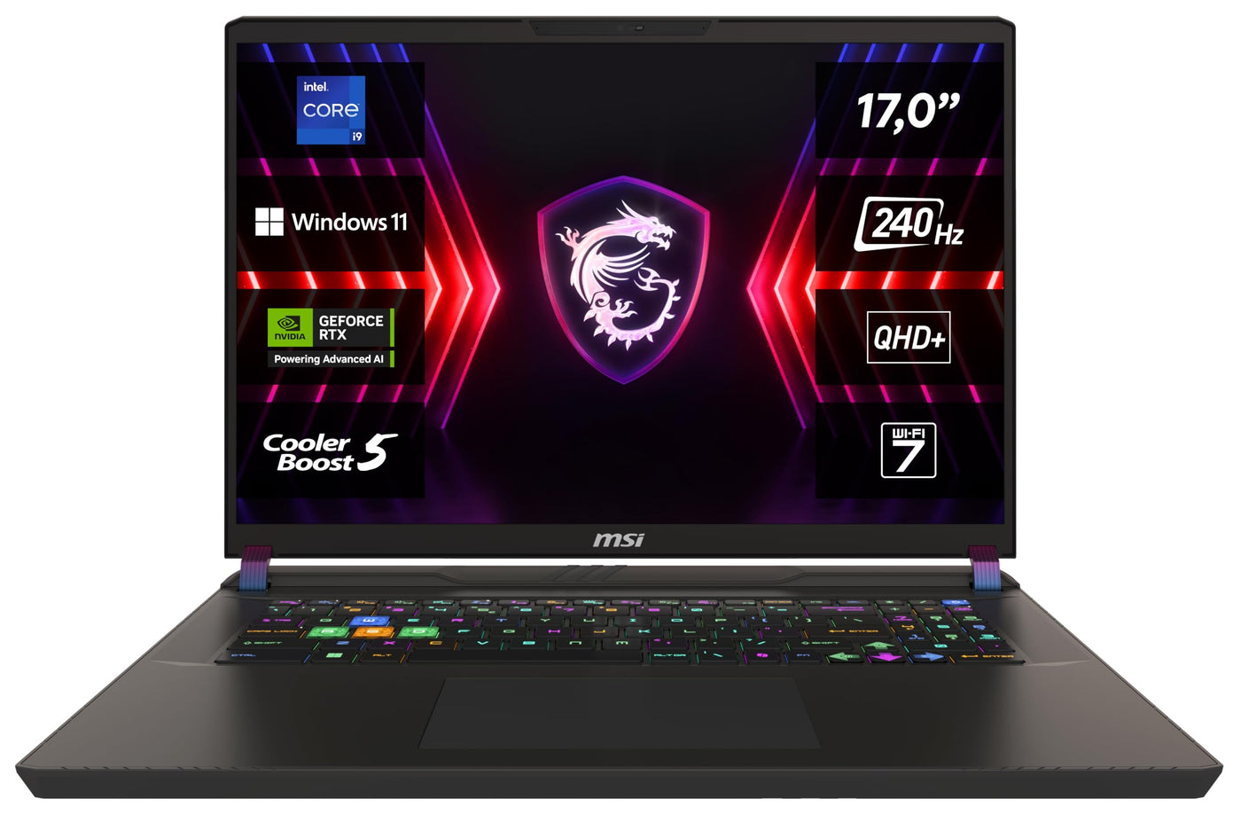MSI Vector 17 HX, Gaming Laptop, 17,0" QHD+, Intel® Core™ i9 Prozessor 14900HX, 32 GB DDR5-5200 RAM, 1 TB, NVIDIA® GeForce RTX™ 4080, Windows 11 Home, QWERTZ Tastatur, A14VHG-1012