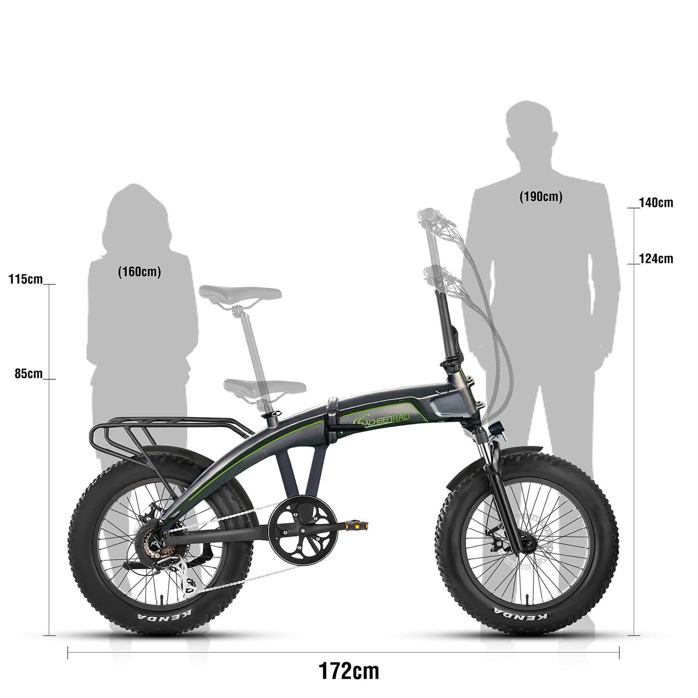 SachsenRAD E-Folding Bike Klapprad F6 Safari 20 Zoll Fatbike StVZO | 85N.M Bafang Geländemotor | Interne Kabelführung | Hochwertige Eloxierung | Ebike Elektrofahrräder Klappbar Pedelec e-Fatbike