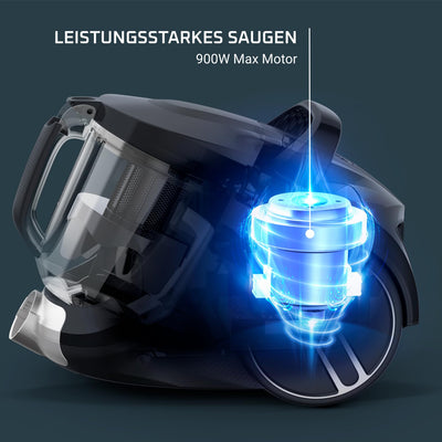 Rowenta Compact Power XXL Classic beutelloser Bodenstaubsauger, 900 Watt, 3-stufiges Filtersystem, Fassungsvermögen, kompakt, 8,80 m Reinigungsradius, inkl. 2-in-1 Fugendüse, Rot, RO4B23