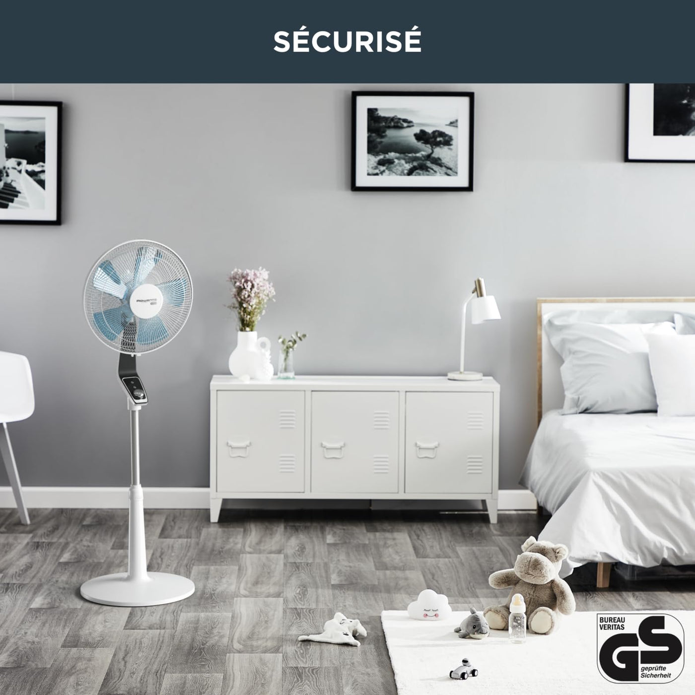 Rowenta VU5640 Standventilator Turbo Silence Extreme | 4 Geschwindigkeitsstufen | Nachtmodus | Turbostufe | Automatische Oszillation | Bis zu 80 m³/Min. Luftzirkulation, Grau/Antrazit/Weiß