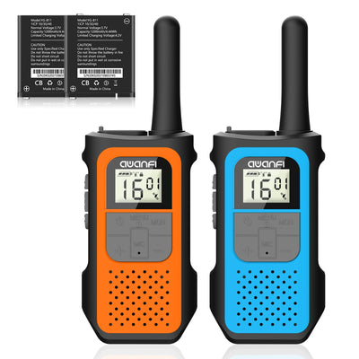 AWANFI Walkie Talkie Aufladbar mit Li-ion Akku, Walkie Talkie Kinder Erwachsene, Funkgerät Große Reichweite, 16 Channels Walky Talky, VOX und Type C Ladekabel für Biking Camping Wandern
