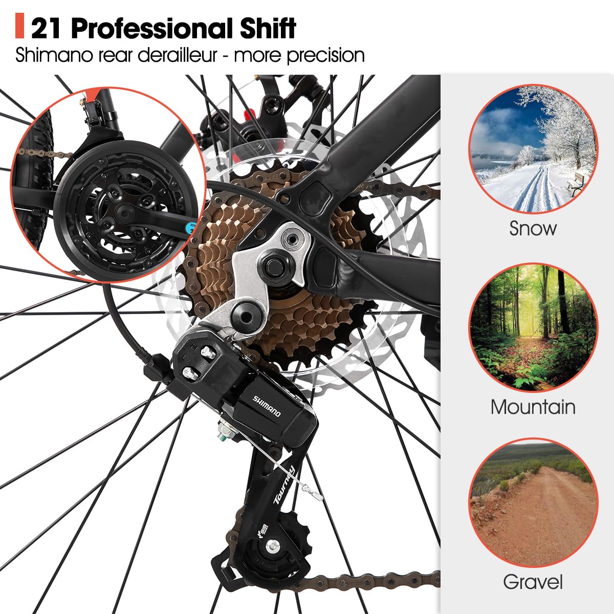 Hiland 29 Zoll Mountainbike, Aluminiumrahmen 21 Gang Schaltung MTB mit Scheibenbremse Federgabel, Mountainbike für Männer Schwarz