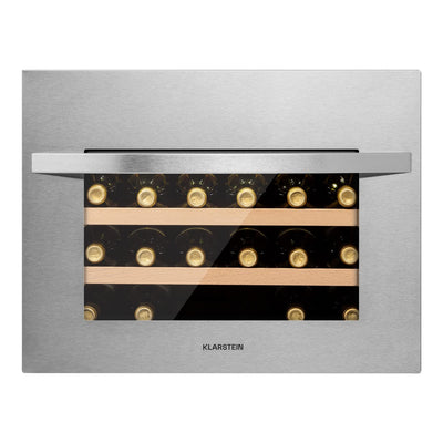 Klarstein Einbau-Weinkühlschrank, 1 Zonen Getränkekühlschrank Klein, Kleiner Weinschrank, 51L Wein-Kühlschrank Klein mit Glastür & Top-Down Tür, Flaschenkühlschrank Wine Fridge für 24 Flaschen