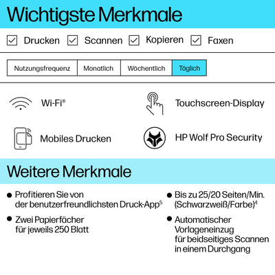 HP OfficeJet Pro 9132e Multifunktionsdrucker, 30€ Cashback, 3 Monate gratis drucken mit HP Instant Ink inklusive, HP+, Drucker, Scanner, Kopierer, Fax, WLAN, LAN, Duplex, Airprint, Grau-Weiß