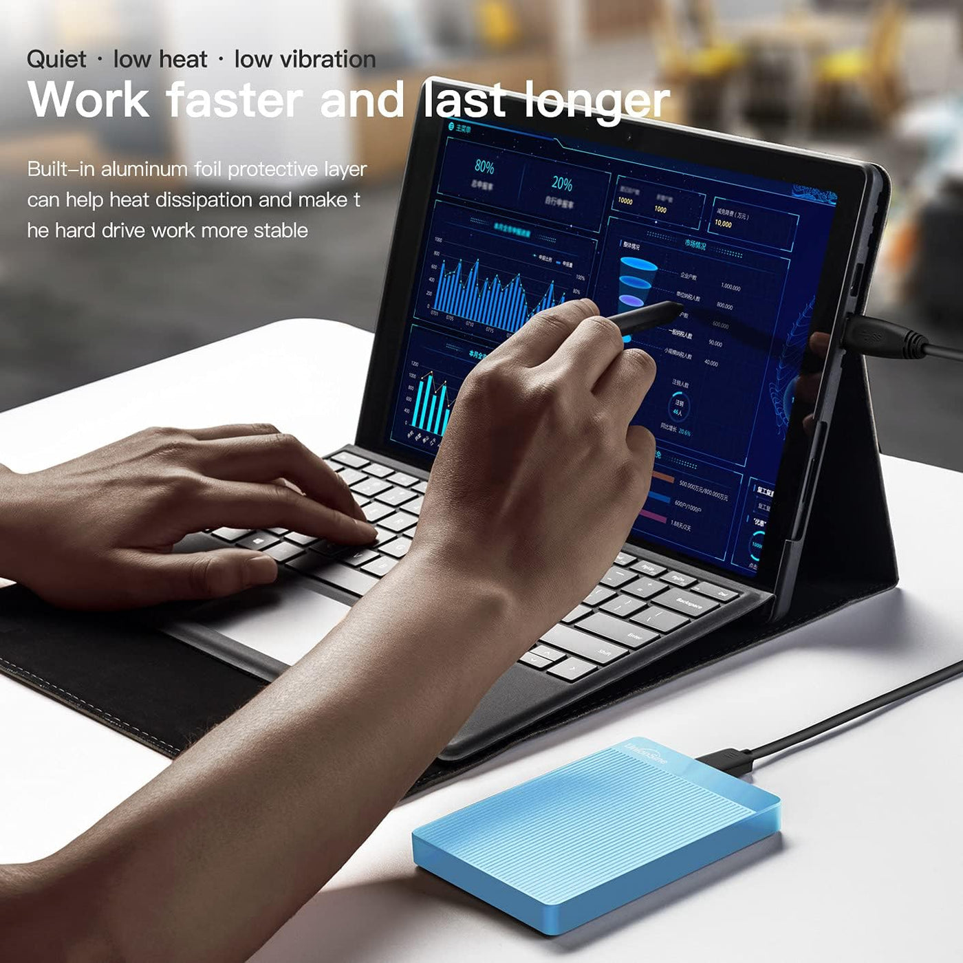 UnionSine Externe Festplatte 500GB ultradünn tragbar 2,5 Zoll USB 3.0, SATA, Festplattenspeicher für PC, Mac, Desktop-Computer, Laptop, Wii U, Xbox, PS4 (Blau) HD2510