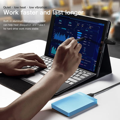 UnionSine Externe Festplatte 500GB ultradünn tragbar 2,5 Zoll USB 3.0, SATA, Festplattenspeicher für PC, Mac, Desktop-Computer, Laptop, Wii U, Xbox, PS4 (Blau) HD2510