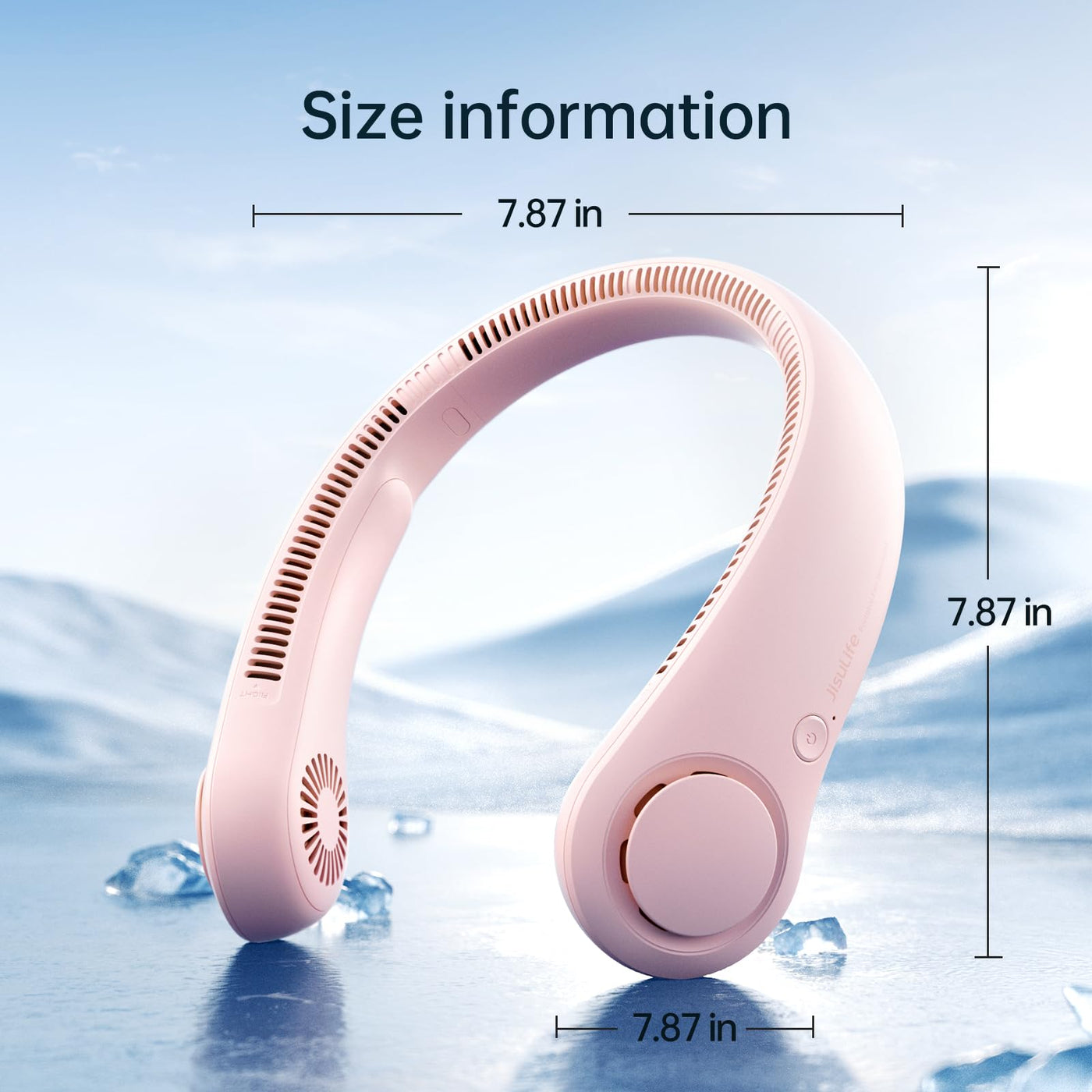 JISULIFE Tragbarer Hals-Ventilator, Hands Free Bladeless Fan, 4000 mAh Batteriebetriebener Tragbarer Persönlicher Ventilator, USB-Betriebener Schreibtisch-Ventilator, 5 Geschwindigkeiten - Rosa