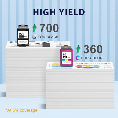 MYCARTRIDGE PHOEVER 901XL Ersatz für druckerpatronen HP 901 schwarz，für HP Officejet 4500 druckerpatronen, für HP OfficeJet J4580 J4680 J4624 J4524 J4525 G510 Drucker (1 Schwarz,1Farbe)