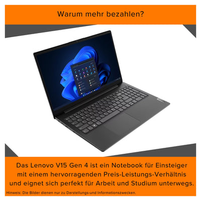 Lenovo V15 G4 Laptop, Intel Core i5-13420H, 16 GB DDR4 RAM, 1 TB PCIe SSD, 15.6" FHD, Intel UHD Graphics, QWERTZ Tastatur, Windows 11 Pro, Black