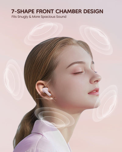 KOOGMOON Bluetooth 5.3 Kopfhörer: In Ear Kopfhörer Kabellos - 3D Stereo HiFi Wireless Earbud - Bluetooth Ohrhörer mit Anrufgeräuschunterdrückung - Schnurlose Kopfhörer Sport USB-C Schnellladung Rosa