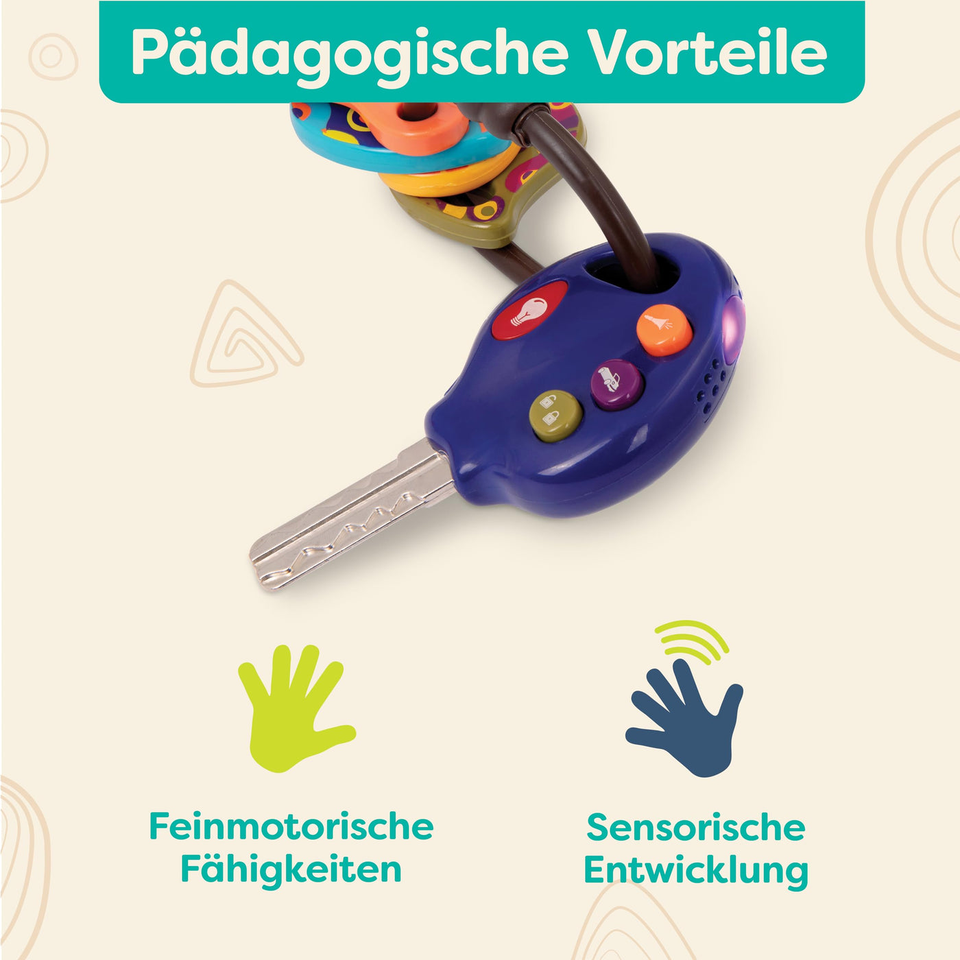 B. toys Luckeys Spielzeugschlüssel Blau für Kinder und Babys – Autoschlüssel Spielzeug mit Licht und Geräuschen Baby Spielzeug ab 10 Monaten