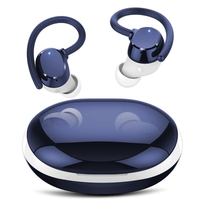 QXQ Bluetooth Kopfhörer Sport, in Ear Kopfhörer Kabellos Bluetooth 5.3 mit HD Mic, Kabellos Kopfhörer Comfort Fit, Dual LED-Anzeige, IP7 Wasserdicht Ohrhörer mit Ohrhaken, Bluetooth Kopfhörer Blu