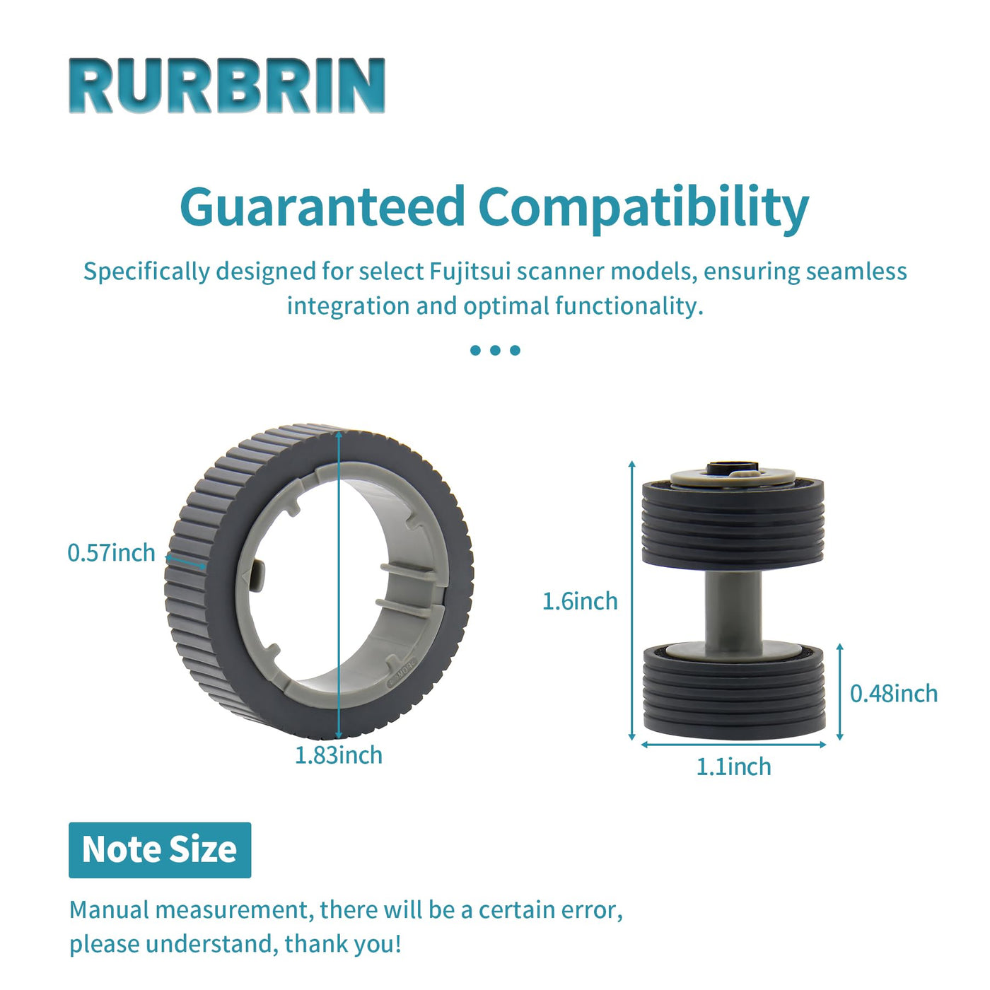 RURBRIN PA03670-0001 PA03670-0002 Scanner Papier Verbrauchsmaterial Kit Pick Roller + Bremsrolle Tonabnehmer Roller kompatibel mit fi-7260