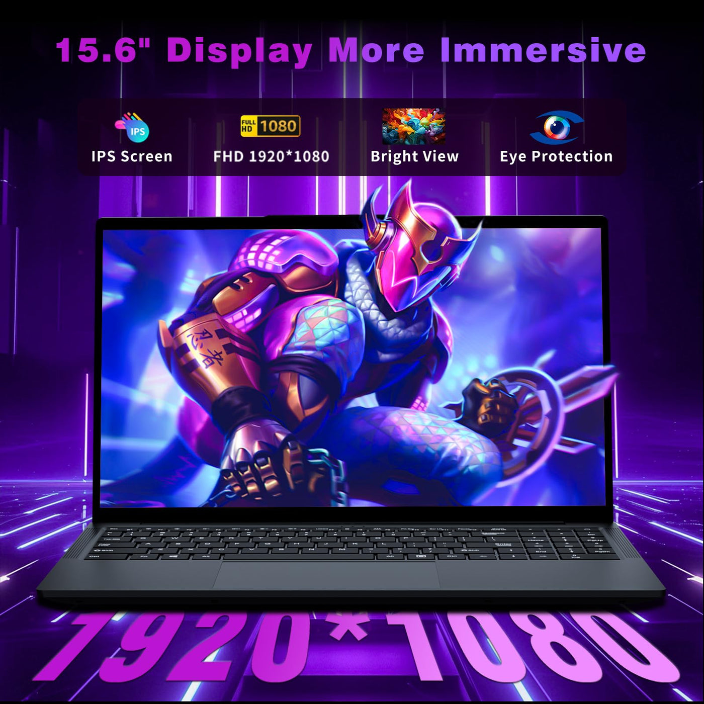 Moacreto Laptop 15,6 Zoll Core i3-8100Y Prozessor 16GB RAM 512GB SSD Win 11 Pro FHD 1920 * 1080 Notebook, mit Typ-C, USB 3.0, Mini HDMI, Wi-Fi, BT5.0, Ziffernblock PC-Computer